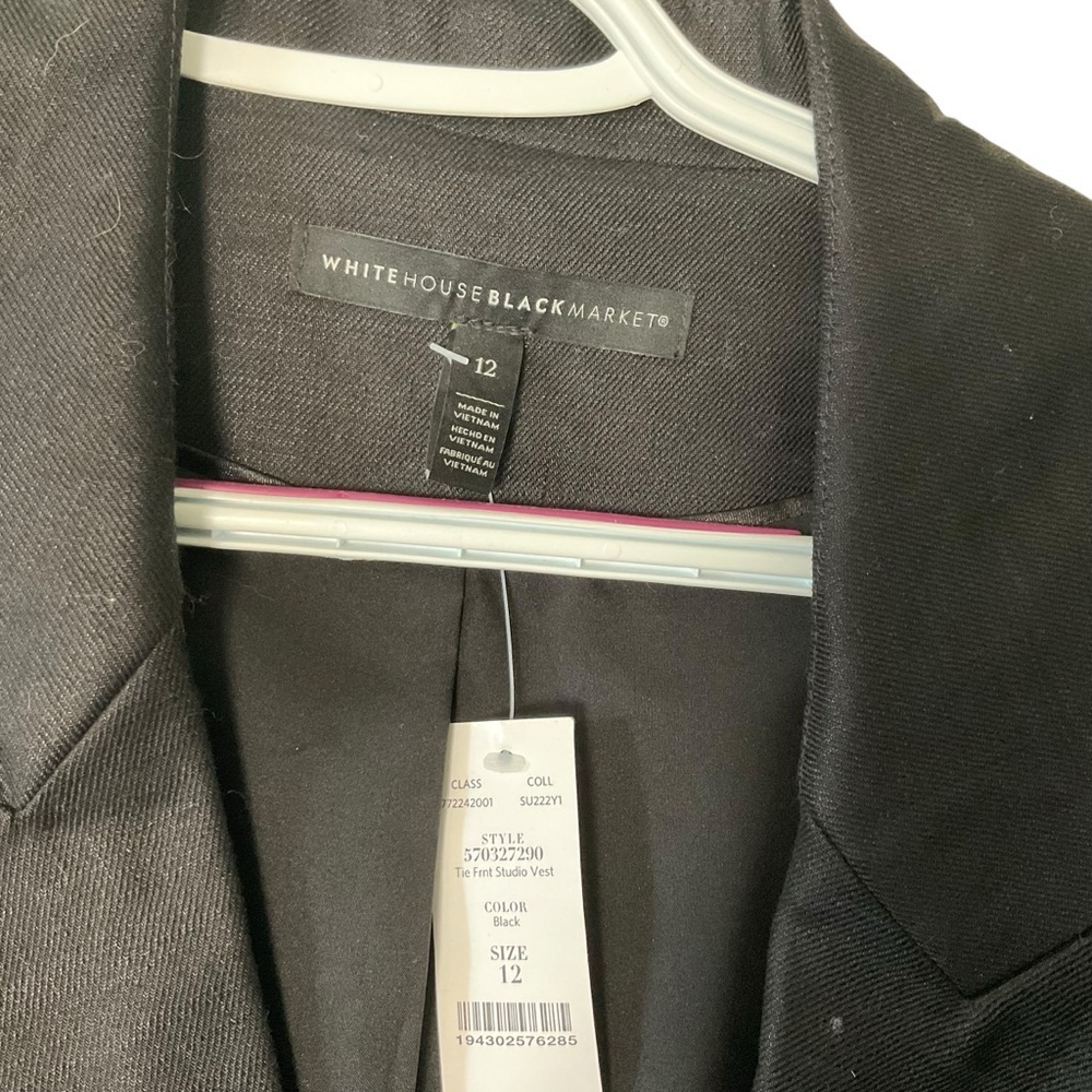 White House Black Market Tie Front Studio Vest Blazer Eyelet Jacket Size 12 - Picture 3 of 8